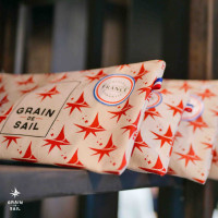 Pochette tissu - Grain de Sail x Tissages de l'Ouest - Rouge et beige - zoom 3