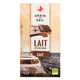 Tablette de chocolat au Lait et café - BIO - Grain de Sail - packaging - recto