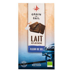 Tablette de chocolat au lait Fleur de sel - BIO - Grain de Sail - packaging - recto