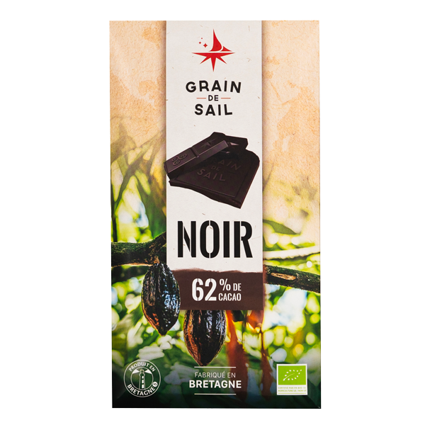 Tablette de chocolat noir 62% de cacao - BIO - Grain de Sail - packaging - recto