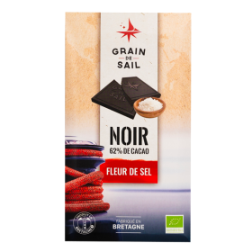 Tablette de chocolat noir Fleur de Sel - BIO - Grain de Sail - packaging - recto