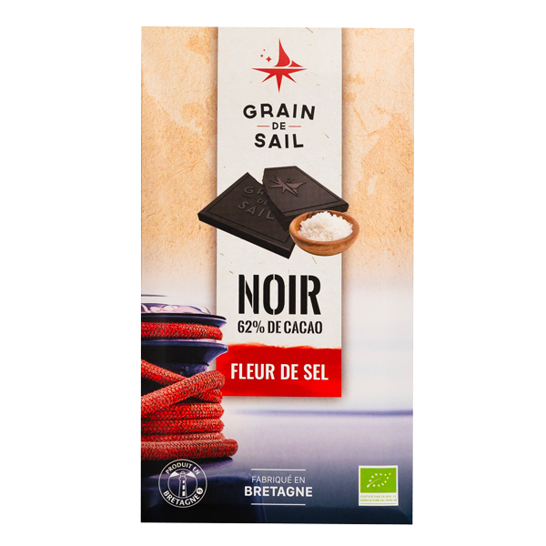 Tablette de chocolat noir Fleur de Sel - BIO - Grain de Sail - packaging - recto