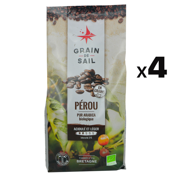 4 sachets de café 500 g grains Pérou