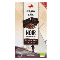 Tablette de chocolat noir éclats de fèves de cacao