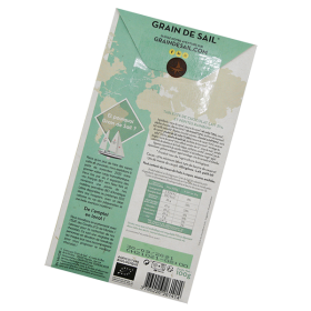 Tablette de chocolat au lait 37% de cacao pépites rainbow Grain de Sail - Pâques 2022 - packaging verso