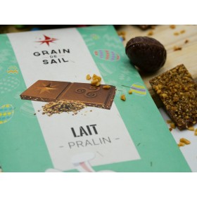 Tablette chocolat au lait et Pralin- Pâques 2021 - Grain de Sail - Bio - ambiance