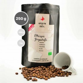 Café d'Ethiopie, gamme Yirgacheffe, BIO Grain de Sail sachet 250 g