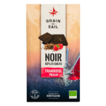 Tablette chocolat noir Framboise et Pralin - BIO - Grain de Sail - recto