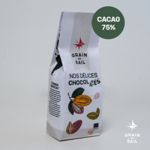Bag of 180 g chocolate pistoles - 75% cocoa - ORGANIC