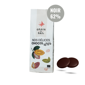 Sachet de 180 g de pistoles de chocolat - 62% de cacao - BIO