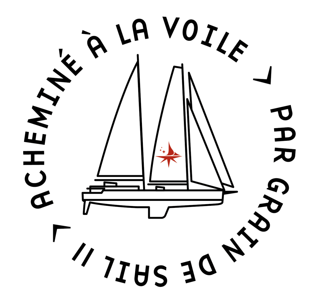 Logo Label acheminé à la voile Noir et Rouge
