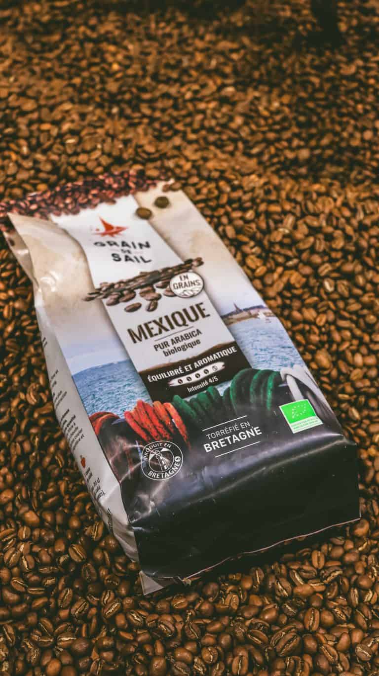 Sachet café Mexique avec grains de café