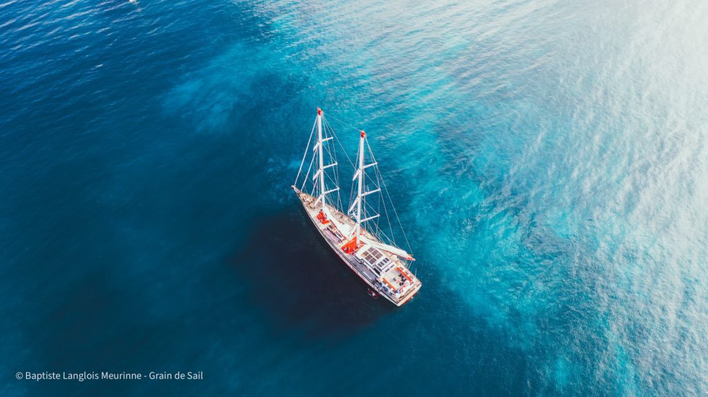 vue drône voilier cargo grain de sail II baptiste langlois meurinne